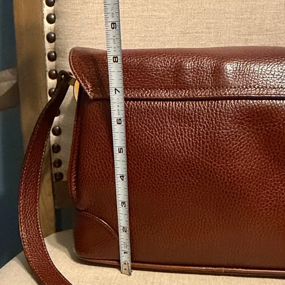 Lord & Taylor Vintage Rich Brown Leather Messenger Bag
